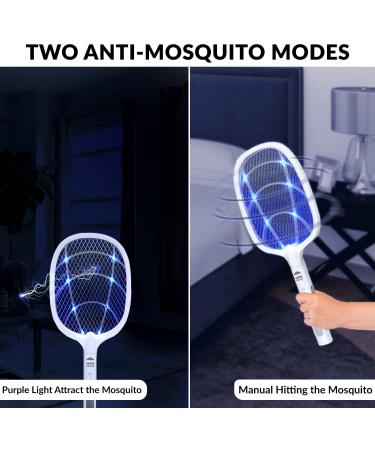 2 in 1 Electric Bug Zapper | USB Rechargeable Mosquito Trap Lamp & Racket | Powerful Grid | Safe for Home & Outdoor | Pack of 1 - Buy Online on SooperMarket.com
