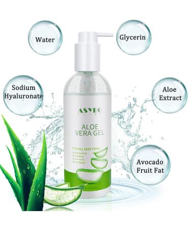 ASYBO Aloe Vera Gel 250ml - 100% Natural Pure Hydrating Moisturizer for Face, Soothing and Moisturizing, After Sun Care, Reduce Acne, Repair Scars - Ideal for All Skin Types - Buy Online on SooperMarket.com