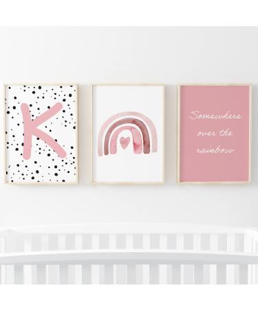 Pompom Prints Set of 3 Girls Bedroom Prints Rainbow Nursery Prints Scandi Boho Style Nursery Decor Playroom Prints Picture Frames not Included (8x10 Inch K) 8x10 Inch K