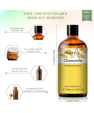 PHATOIL Chamomile Essential Oil 100ML - Pure Premium Grade for Diffuser, Humidifier & Aromatherapy - Candle Making - 100 ml (Pack of 1) - Buy Online on SooperMarket.com