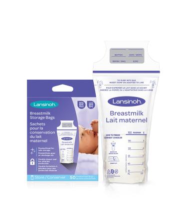 Lansinoh Breastmilk Storage Bags 50 Count 6 Ounce Self Standing Easy to Use Milk Storage Bags for Breastfeeding Presterilized Hygienically Doubled-Sealed for Refrigeration and Freezing 50 Count (Pack of 1) Storage Bags