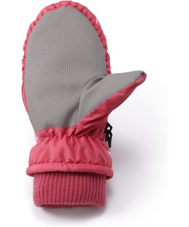 Flammi Kids Winter Ski Mittens for Girls | Warm & Water-Resistant Snow Gloves | Reindeer Design | Dark Pink | Ages 2-8 - Buy Online on SooperMarket.com