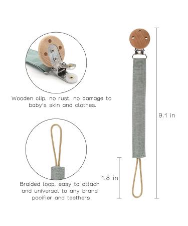 Socub 3 Pack Fabric Pacifier Clips for Baby Boys and Girls - BPA Free, Perfect Gift for Baby Shower or Birthday - Sage/Clay/Mustard - Buy Online on SooperMarket.com