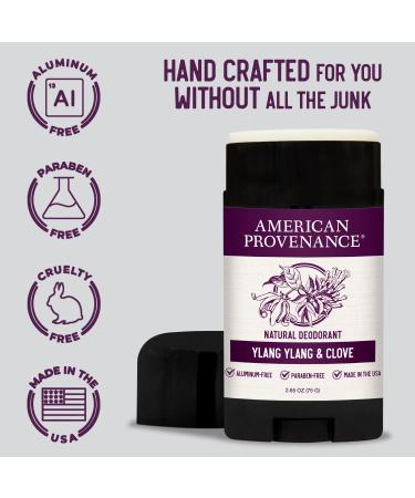 American Provenance Aluminum Free Natural Deodorant For Women and Men - Ylang Ylang and Clove - 24 Hour Odor Protection - Cruelty Free - Made in the USA (1 pack) Ylang Ylang & Clove - Buy Online on SooperMarket.com