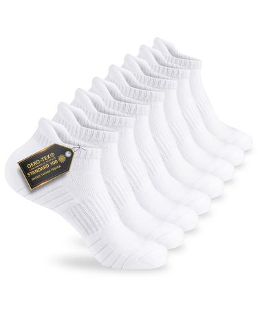 Mowenti sneaker socks unisex sports sock frote tennis socks running socks cotton hiking socks breathable running socks 8 pair 39-42 white x8