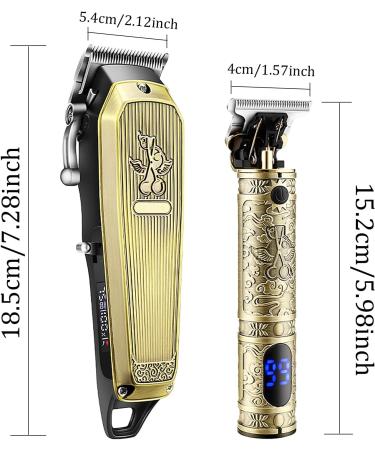 Professional Hair Clippers for Men - Cordless Electric Beard Trimmer Set with T Liners & LED Display - Gold Hair Cutting & Grooming Essentials - Buy Online on SooperMarket.com