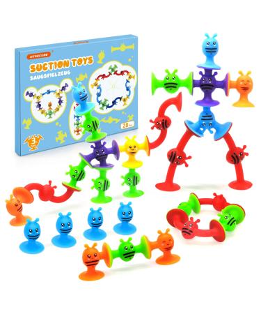 Echocube suction toy 28 pieces of silicone suction cup bathing toys for children from 3 years sensory suction toys stress relief toys travel toys for toddlers and adults