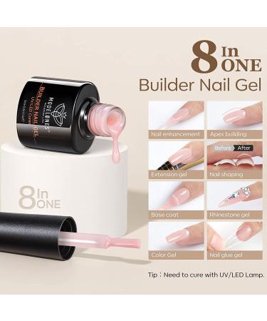 Modelones Builder Nail Gel 6 Colors Set - Hard Strengthener & Extension Gel with Rhinestone Glue - Clear, Nude, Pink - Ideal Gift for Women - Buy Online on SooperMarket.com