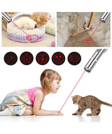 Pet Cat Laser Toy  USB Rechargeable Handheld Pointer  5 Red Laser Patterns  Suitable Indoor Interaction with Cats or Dogs - Buy Online on SooperMarket.com