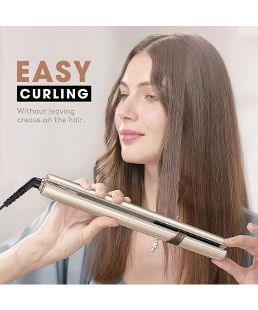 2-in-1 Hair Straightener & Curler for Black Women - Professional Ionic Flat Iron, 1 Inch Gold - Buy Online on SooperMarket.com