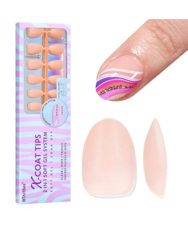 Buy Bartbox Extra Almond Press on Nails - Soft Gel Full Cover Tips 160 Pre-Designed Short Nail Extensions in XXS Almond Beige - Perfect for Geln gel! - Buy Online on SooperMarket.com