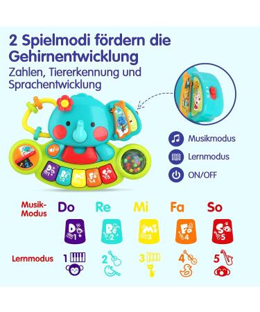 Hola Baby Toys: Musical Elephant Piano & Light-Up Motorcycle for Kids 3-12 Months | Unique Gifts for Boys & Girls - Buy Online on SooperMarket.com