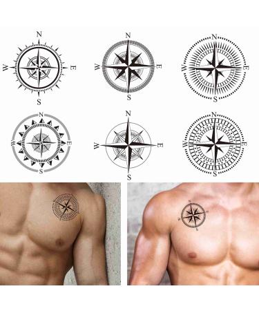 Tattoonova 6 Sheets Temporary Tattoo Men Adults Compass Party Favors Sea Body Face Sleeve Fake Tattoos