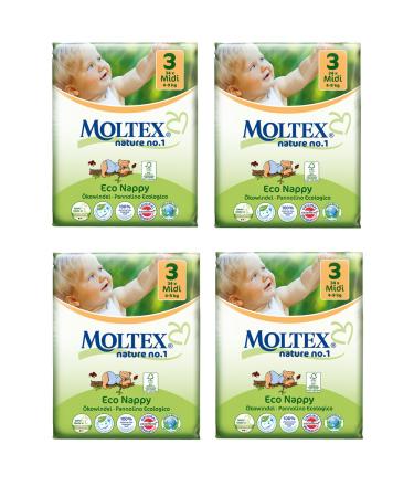 Pack of 4 Moltex Midi diapers size 3 (136 diapers)