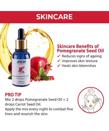 Nykaa Naturals 100% Pure Cold Pressed Pomegranate Seed Oil - Face & Body Oil for Improved Skin Texture Hair Oil for Damaged Hair (1.01 oz) - Shop Internationally - Buy Online on SooperMarket.com