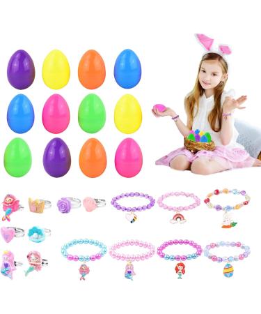 Kirdume Easter Eggs Prefilled With Bracelets - Prefilled Bright Easter Eggs with Bracelets - Easter Basket Stuffers Easter Party Favours for Girls Kids Children Boys Sh-08 - Buy Online on SooperMarket.com