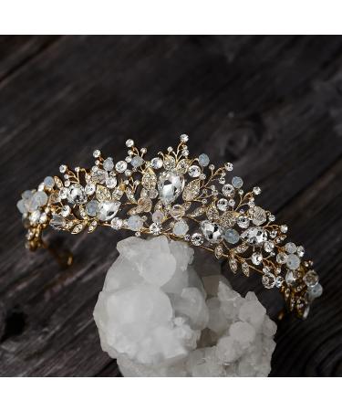 SWEETV Jeweled Metal Princess Tiara Queen Crown for Bride - Bridal Headpieces for Wedding, Quinceanera, Prom - Gold/Clear - Buy Online on SooperMarket.com
