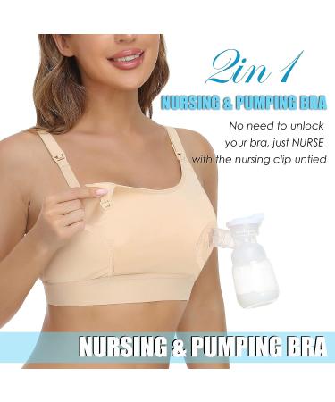 Hands-Free Pumping Bra - Adjustable Medium Beige Nursing Bra for Breast Pumping - Buy Online on SooperMarket.com