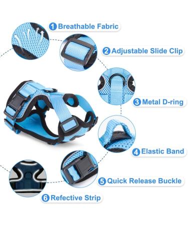 Breakproof Cat Dishes & Adjustable Soft Kitten Vest Set - Light Blue XS | Reflective Stripes for Safety - Buy Online on SooperMarket.com