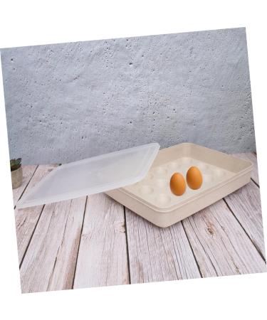 OSALADI 24 Egg Tray Egg Holder with Lid Egg Plate Container Refrigerator Beige 31.5X23.5CM - Buy Online on SooperMarket.com