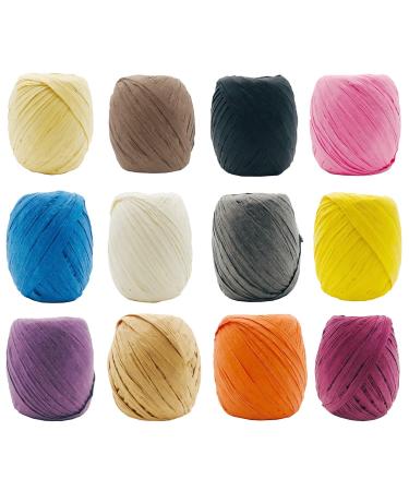 12 Rolls Raffia Ribbon 787 Feet Raffia Twine String for Christmas Valentine's Day Party Gifts Wrapping Florist Bouquets DIY Craft Decoration Weaving 12 Colors