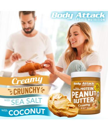 Body Attack Protein Peanut Butter 1kg - Vegan Natural Low Sugar 30% Protein Sea Salt - Healthy Snack Option - Buy Online on SooperMarket.com