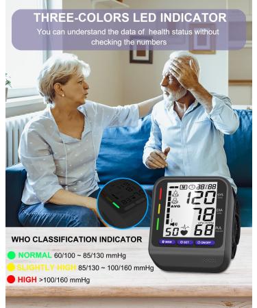 Aleshon Wrist Blood Pressure Monitor with Adjustable Cuff | 3-Color Indicator & Dual Memory | Voice | Large LCD Display | Digital BP Machine - Black - Buy Online on SooperMarket.com