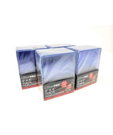 4 Ultra Pro 55pt Top Loaders - 25 Toploaders Per Pack (100 Total) - Thick Action Packed Baseball, Football, Basketball, Hockey, Gaming