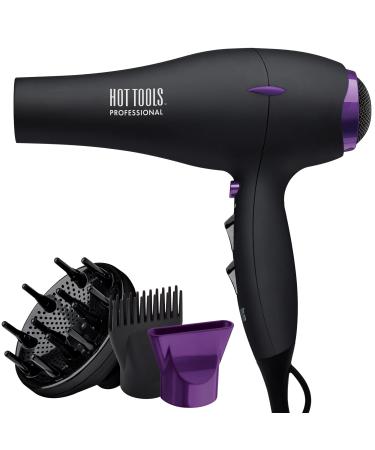 HOT TOOLS Pro Artist Tourmaline 2000 Turbo Hair Dryer | Lightweight with Quiet Blowout Results Black