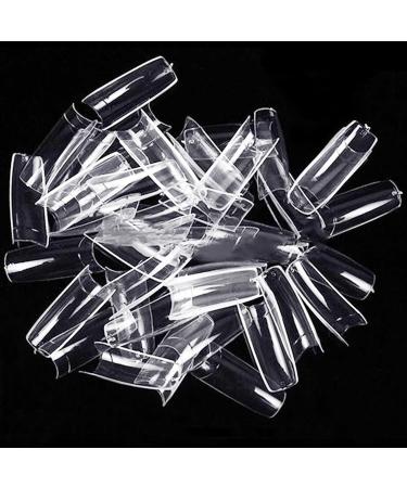 Pack of 500 Artificial Nail Tips French Acrylic Style UV Gel Fake Nail Full Cover Artificial Fingernails Tip Fake Art Nails Suitable for Both Beginners & Experienced Nail Artists Clear