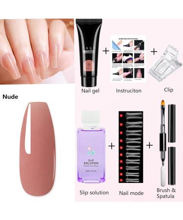 Nude Poly Nail Gel Kit for Beginners - Extension Set with Slip Solution for DIY Nail Art - Women's Gift - Buy Online on SooperMarket.com