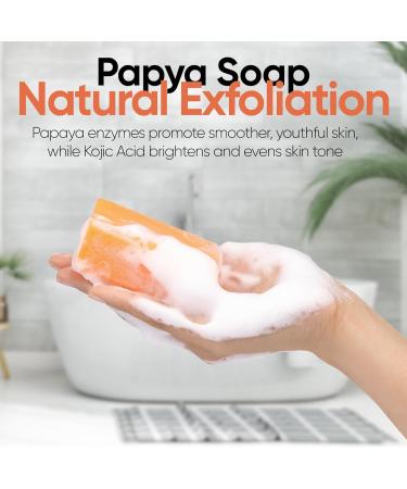 Kojic Acid Soap for Hyperpigmentation - Brightening Papaya & Turmeric Cleanser for Face & Body - Reduces Acne Scars & Evens Skin Tone - All Skin Types - Made in USA - Buy Online on SooperMarket.com