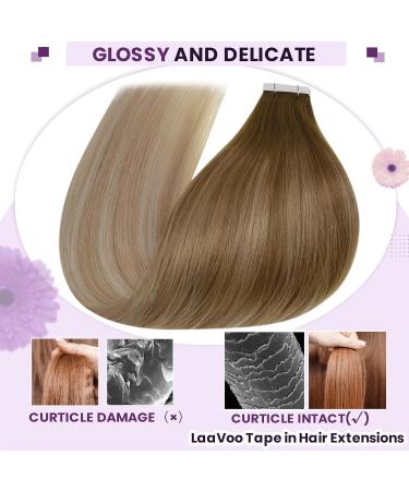 Shop Laavoo 50cm Balayage Real Hair Tape-In Extensions - Ombre Blond & Light Brown | 20PCS 50g #8/16/60 - Buy Online on SooperMarket.com
