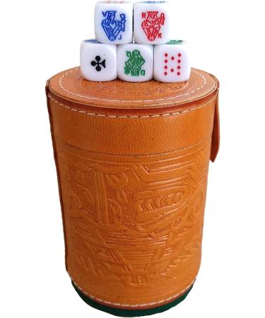 Cup Poker Dice Game Set with Leather Lined Cup - Premium Quality (cubilete)Honey - Buy Online on SooperMarket.com