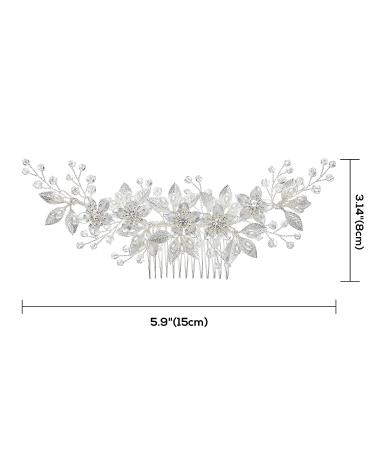 SWEETV Rhinestone Bride Wedding Hair Comb with Pearl Bridal Hair Piece - Handmade Crystal Hair Clip for Women and Girls in Silver - Buy Online on SooperMarket.com
