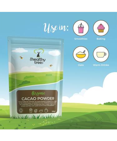 Organic Raw Cacao Powder by TheHealthyTree Company - Ideal for Yoghurt, Smoothies & Baking - High Protein, Magnesium, Fibre & Potassium - Sugar-Free Vegan Cacao Powder (250g) - Buy Online on SooperMarket.com