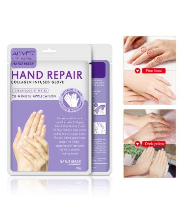Moulis Lavender Hand Mask - 5 Pairs of Peeling Moisturizing Serum with Collagen & Vitamins for Anti-Aging & Skin Repair - Buy Online on SooperMarket.com