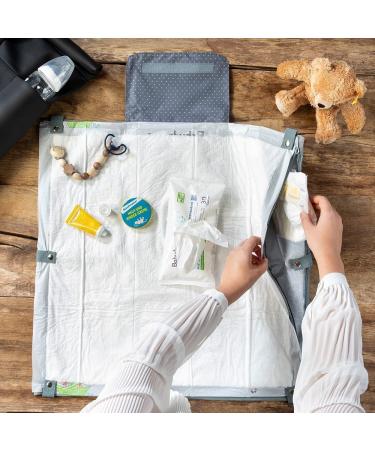 Luxdag Wrap Pad 60x60cm - Washable Diaper Bag & Change Mat with Compartments for Diapers & Wipes - Stylish Gray/Dots Design for On-the-Go Parents - Buy Online on SooperMarket.com