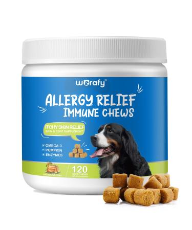 Itchy Dog Skin Relief Chews Itch and Immunity Treats for Dogs Dog Allergy Relief Seasonal Allergies for All Breeds and Sizes 120 Soft Chews Chicken Flavor