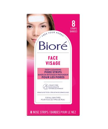 Bior Deep Cleansing Pore Strips for Instant Facial Pore Unclogging and Blackhead Removal (8 Count) Face Strips 8 count (Pack of 1)