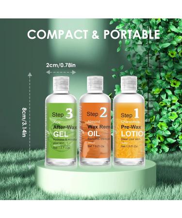 Demine Pre and Post Wax Care Kit - Professional Women's Waxing Kit with Cleanser, Remover Oil, and Aloe Vera Gel - Buy Online on SooperMarket.com