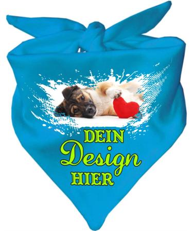 Dog triangular scarf personalized with your desired motif (color: atoll blue) (size 2 (68 cm)) 68 x 20 atoll blue