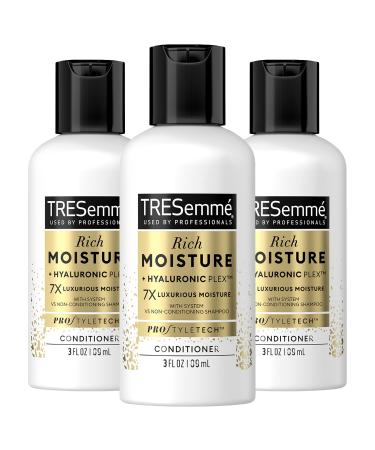 TRESemm Conditioner Moisture Rich - Ceramide + Hyaluronic Acid Travel-Size Conditioner for Damaged Hair Moisturizing Conditioner TREsemme Hair Care Products for Women/Men 3 Oz (Pack of 3) 3 Fl Oz (Pack of 3)