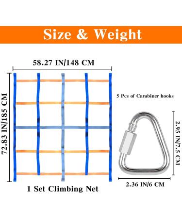 Galagee Climbing Cargo Net for Kids - Indoor/Outdoor Ninja Net Swingset Rope Ladder (96x48) with Carabiners and Bag - Buy Online on SooperMarket.com