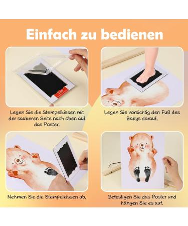 Togou2s Baby Footprint & Handprint Set - 2pcs Baby Stamp Cushion for Baby Shower Gift (0-6 Months) - Non-Contact Color Prints - Ideal Kinderzimmer Decoration - Buy Online on SooperMarket.com