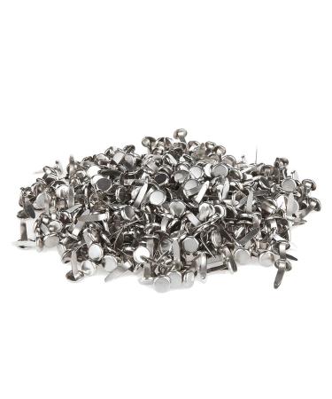 Royee 100 Pcs Brads Fasteners Silver Metal Plated Round Paper Fasteners Brass Pastel for Paper Craft Scrapbooking DIY Art Handmade Project Decorative Supplies (Silver)
