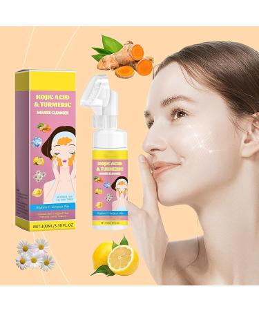 Kojic Acid & Turmeric Face Wash Foaming Cleanser Turmeric Facial Cleanser Gentle Foaming Face Wash for Oily Skin Acne Prone Skin Turmeric Mousse Cleanser for Dark Spots Removes Excess Oil - Buy Online on SooperMarket.com