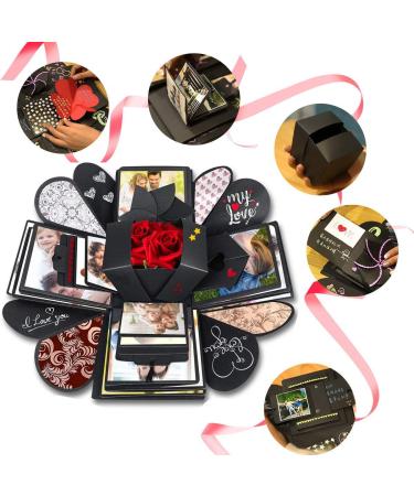 Wanateber Explosion Box DIY Gift - Love Memory Scrapbook Photo Box for Birthday Anniversary Wedding or Valentine's Day Surprise - Black - Buy Online on SooperMarket.com