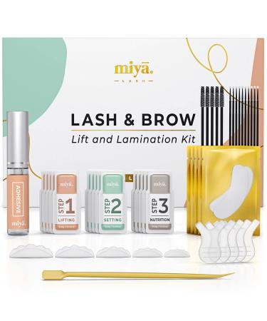 MIYA LASH 2 in 1 Lash Lift & Brow Lamination Kit | Instant Fuller Eyebrows, Eyelashes | Salon Result lasts 8 weeks | Professional LVL, Perm, Laminate | Lash Lift Kit with Silicone Shields, Lash Picks LASH & BROW LIFT KIT