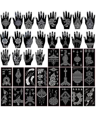 40 Sheets Self-adhesive Henna Tattoo Kit Stencils Set Mehndi Template for Tattoo Body Art Painting Indian Arabian Airbrush Tattoos